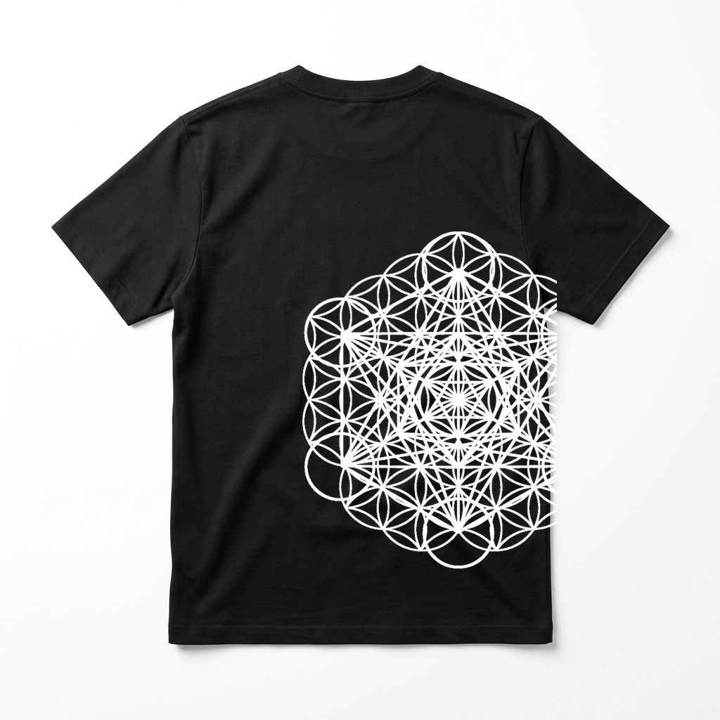 CircleTee Metatron's Cube - Vista retro con stampa grande laterale