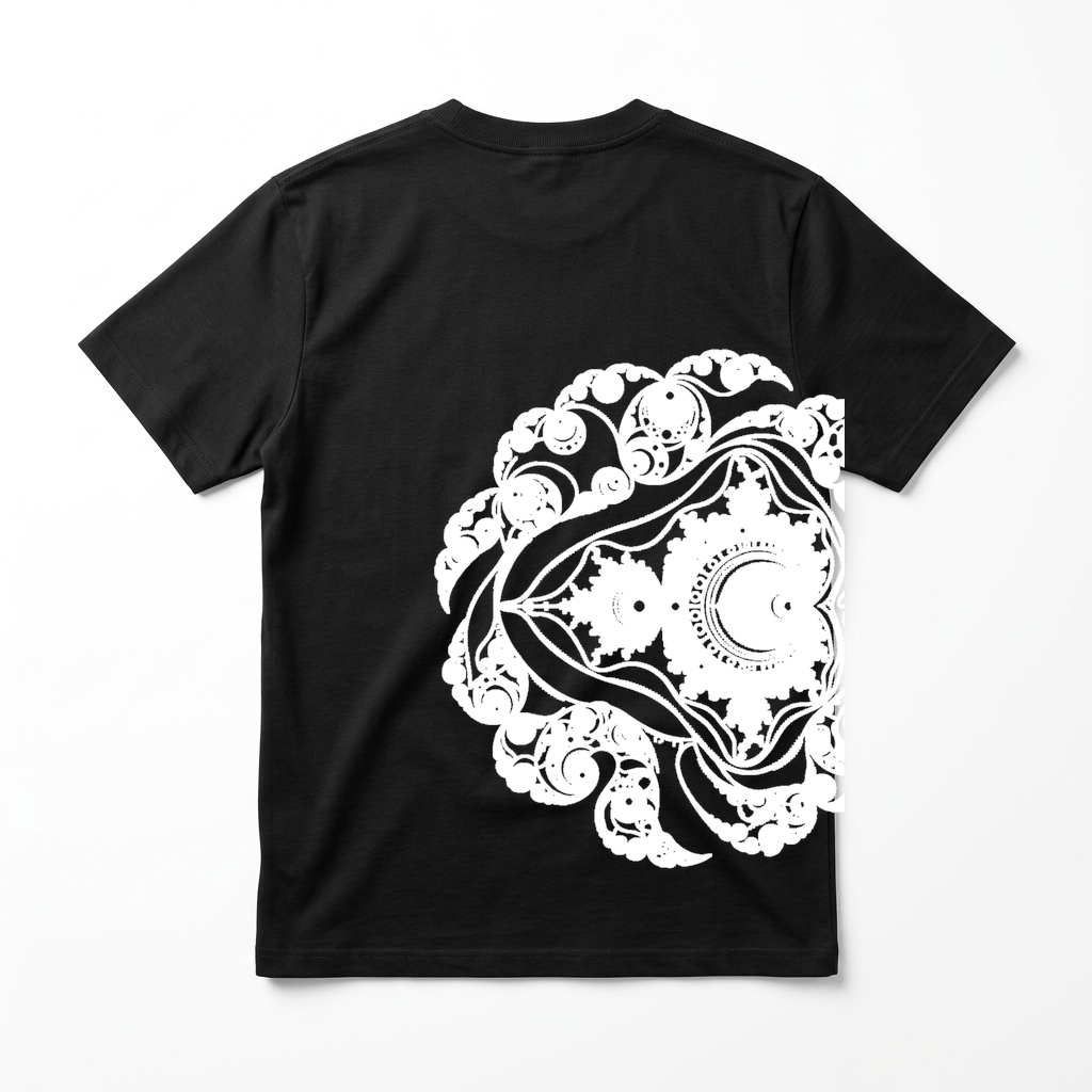 CircleTee Mandelbrot Set - Vista retro con stampa grande laterale
